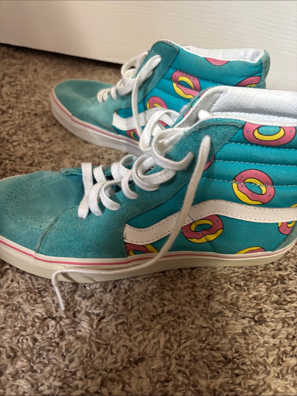 Tyler the Creator VANSHigh-Top Sneakers in Teal with Pink and Yellow Donut Print